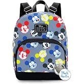 Disney Mickey Mouse Mini Backpack - 10" Exclusive Woven Small Backpack with Front Pocket Plus Button - Adjusts to Fit Adults, Teens, Kids