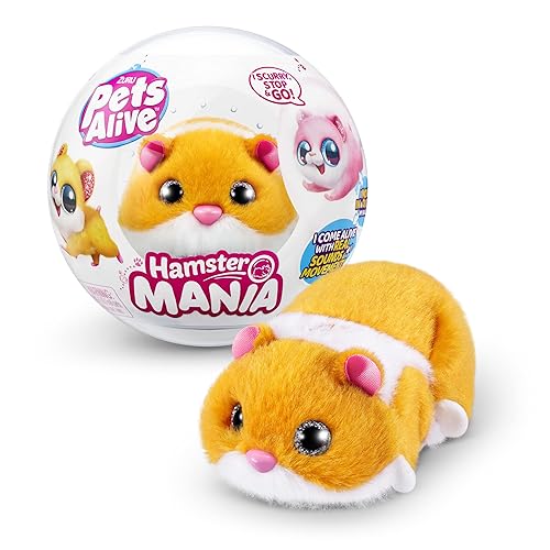 Pets Alive Hamstermania Orange by ZURU Hamster, Electronic Pet, 20+ Sounds Interactive, Hamster Ball Toy for Girls and Children, (Orange)