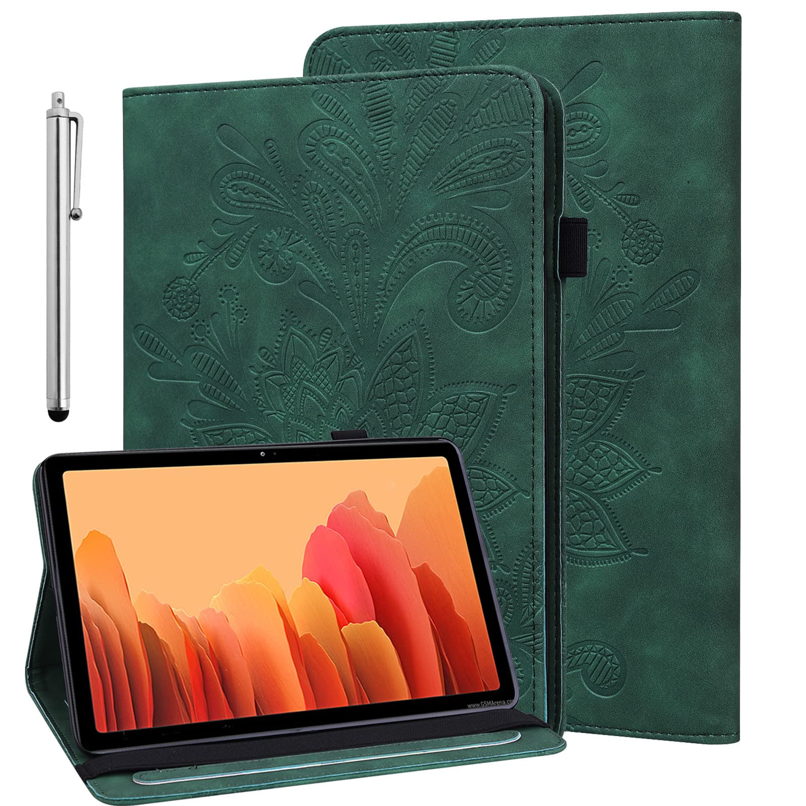 GLANDOTU Case for Lenovo Tab M10 Plus 3rd Gen 10.6 inch 2022, Lightweight Folio Flip PU Leather Cover, Fold Stand Function for Lenovo M10 Plus 3rd Gen Tablet Case (with Stylus pen)【Green】