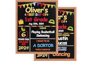 GLOWEEN First Day of School Sign - 14” X 11” First & Last Day of School Board Chalkboard - Double-Sided 1st Day Back to School Supplies Photo Props for Kids Preschool Kindergarten (D08-2405)