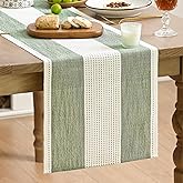 Artoid Mode Sage Green Farmhouse Rustic Table Runner，13x72 Inch Seasonal Fabric Kitchen Dining Holiday Wedding Table Decor for Home Party Indoor
