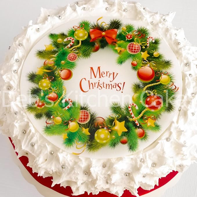 Christmas Cake Topper Merry Christmas Wreath Cake Decoration