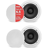 6.5” 70v Ceiling Mount Speakers - Pair of 2-Way Midbass Woofer Speaker Transformer 1” Titanium Dome Tweeter Wall Flush Design