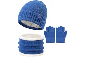 DS DADOU&XIAOSHAN Kids Hat and Gloves Set Girl Boys, Toddler Beanie Winter Hat Neck Warmer Gaiter Gloves Mittens Fleece Lined for 6-8 4t 5t 4-8