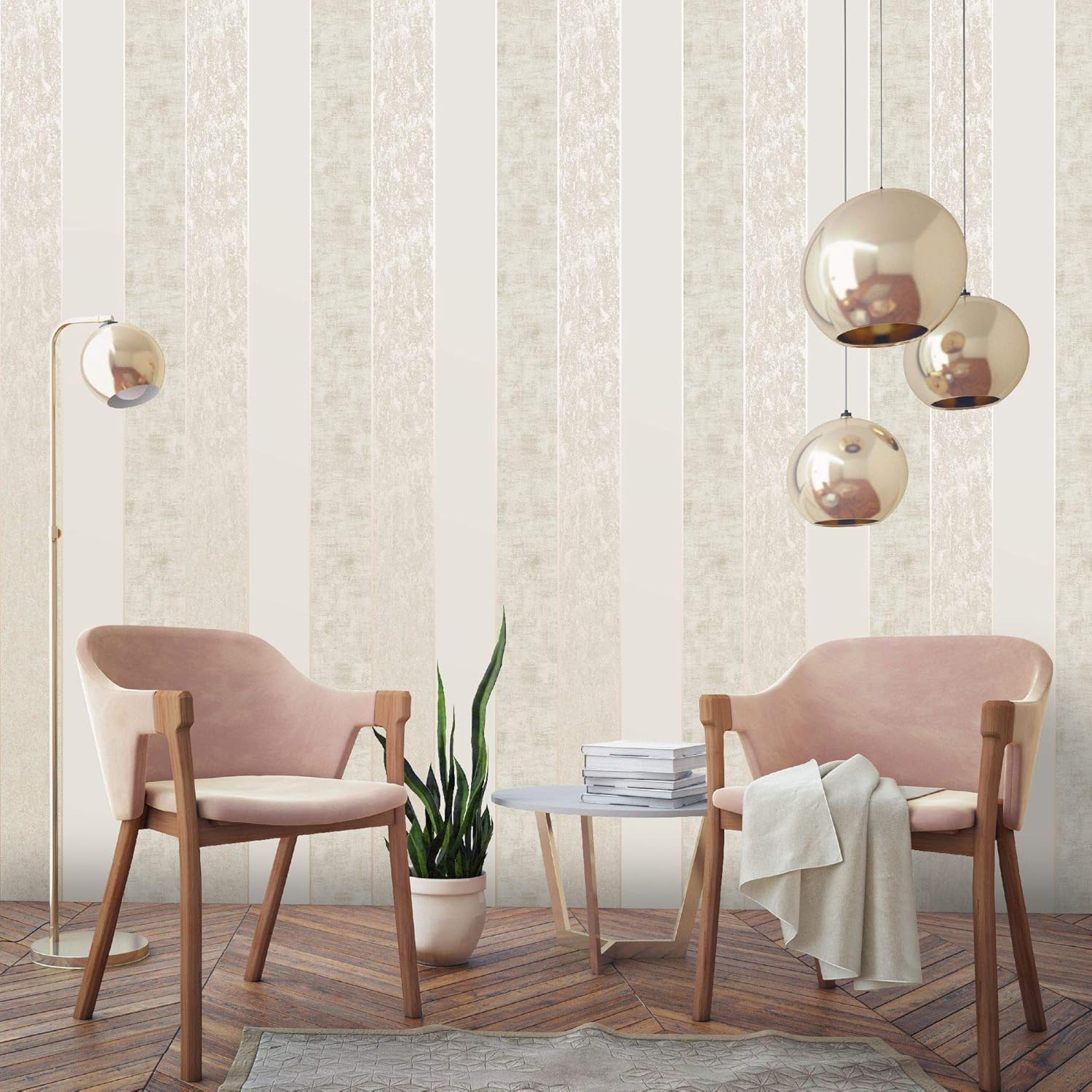 Super fresco Taupe/Gold Milan Suede Effect Striped Wallpaper Amazon.co