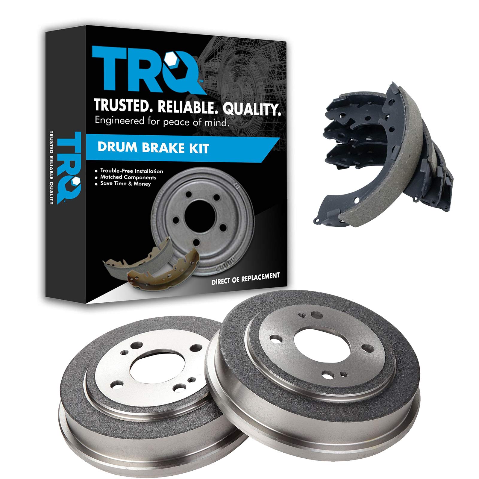 TRQ Rear Brake Shoes & 2 Drums Left LH & Right RH