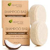 Aspen Kay Naturals Solid Shampoo Bar, Made With Natural &amp; Organic Ingredients, Sulfate-Free, Cruelty-Free &amp; Vegan, All Hair Types, 3 Ounce Bar (2 Pack - Hydrating Coconut)