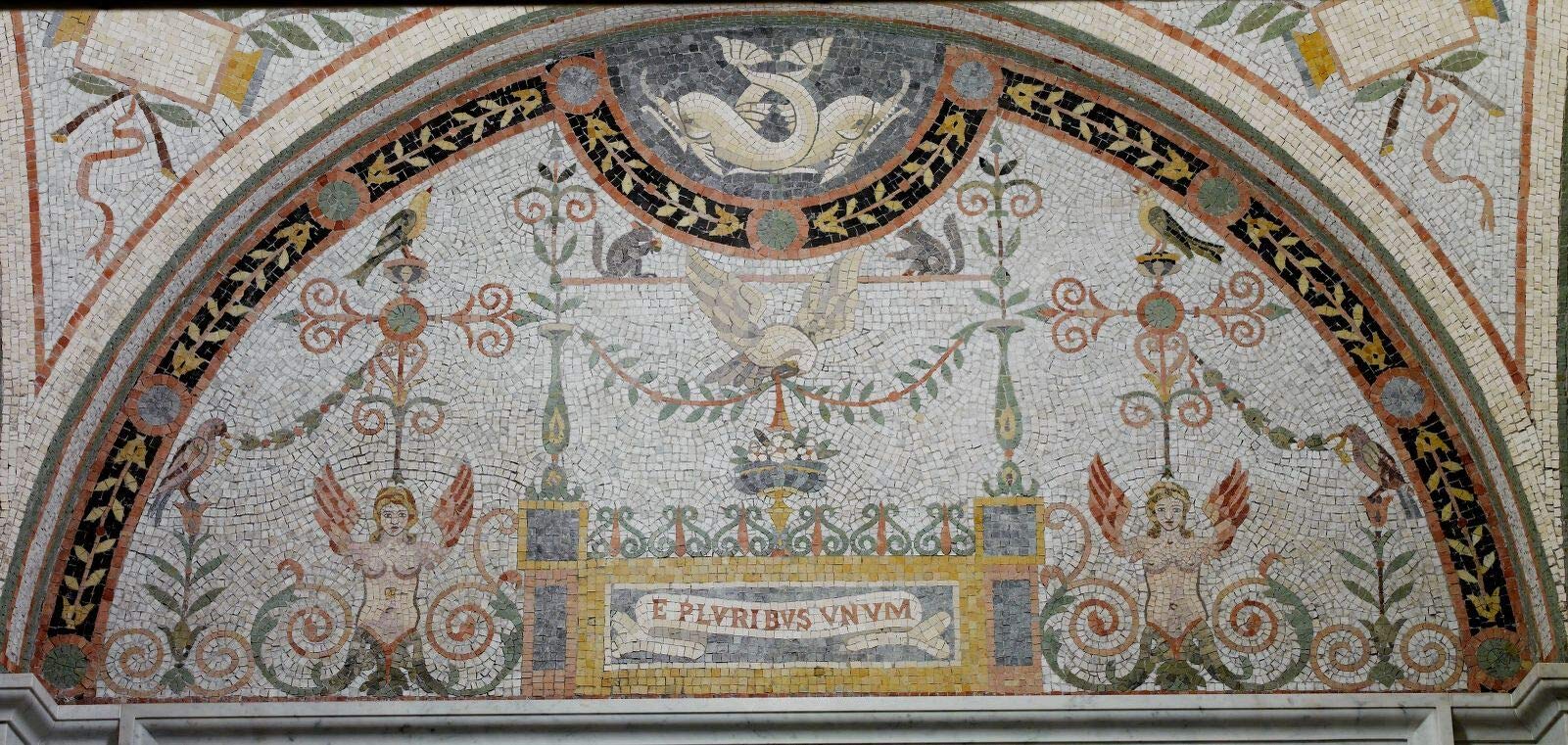 18 x 36 Giclee Print of East Corridor First Floor Mosaic in domed lobby at head of stairway leading 