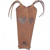 Leather Bookmark Handmade with Heart Design - 2 Genuine Leather Book Marks - Unique Bookmarks for Men Women and Kids | Great Book Lover Gifts for Bookworms Writers Relatives and Friends