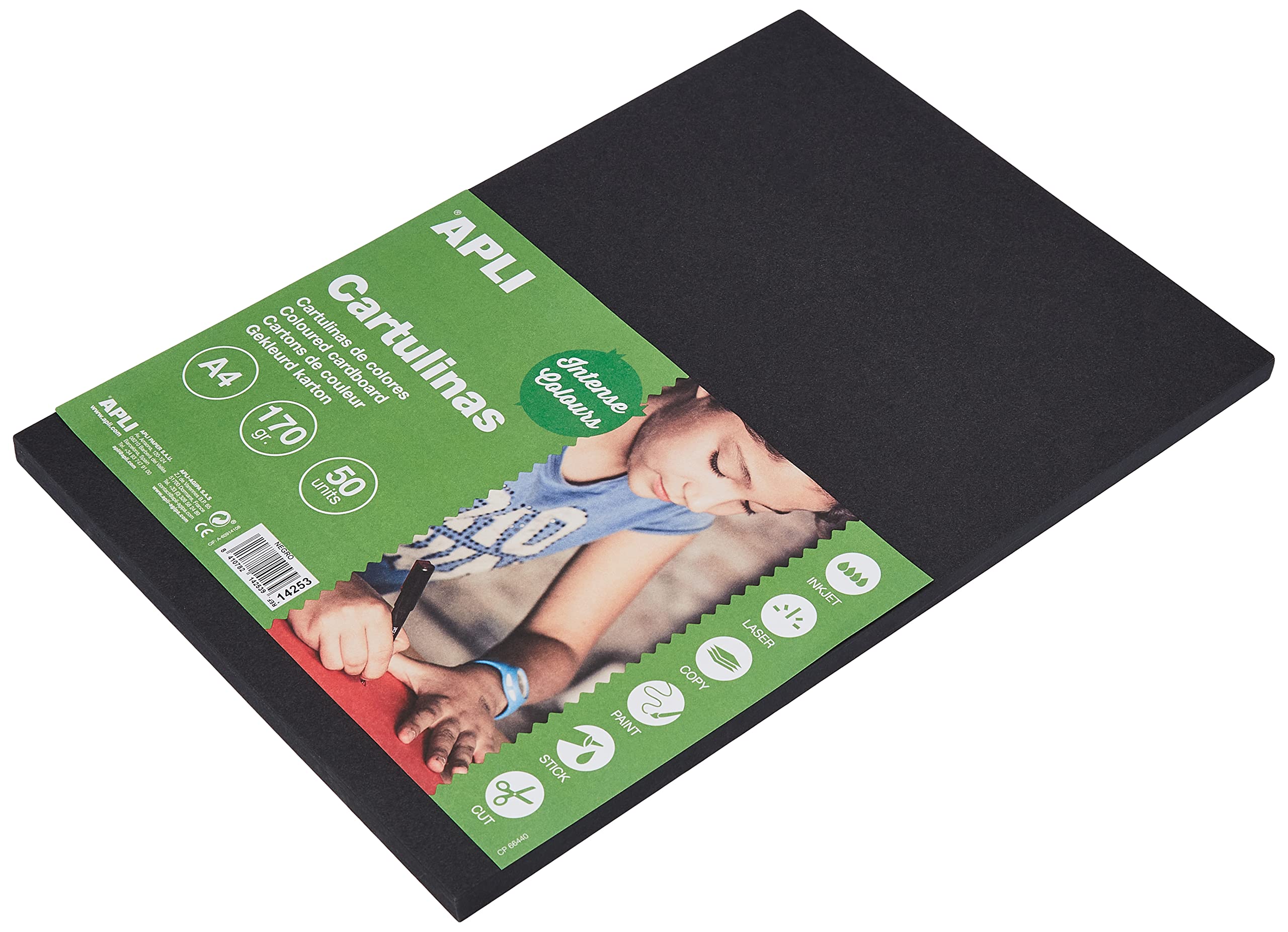 Apli 014253 210 x 297 mm Card - Black (Pack of 50) — image 1