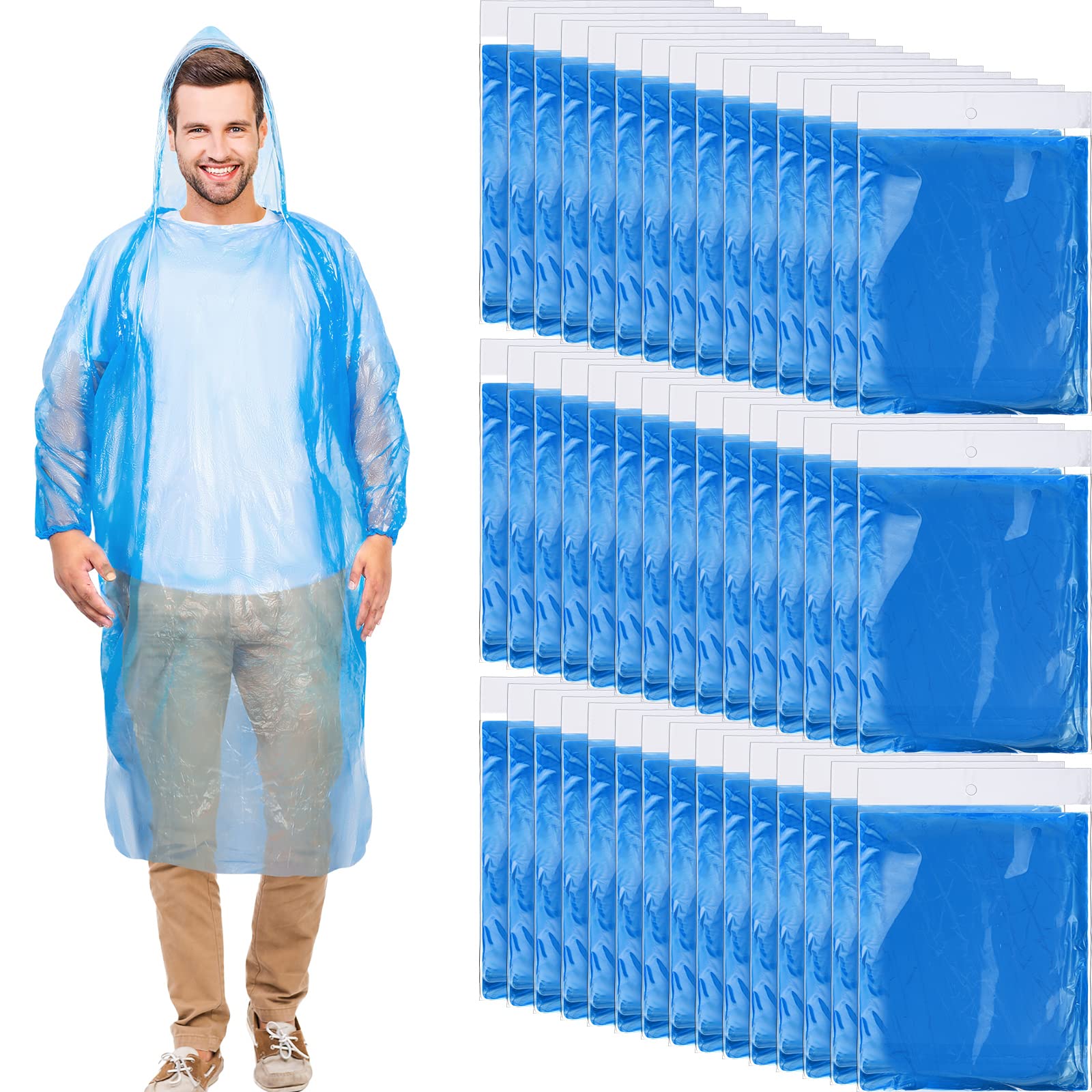 Handepo 150-Pack Adult Rain Ponchos With Hood – Disposable Plastic Raincoats, Bulk Assortment Red & Yellow For Travel And Events