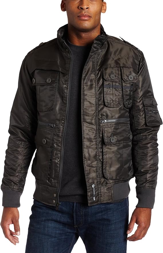 Southpole Men's Utility Fashion Jacket, Charcoal, XLarge Clothing