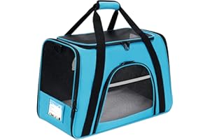 Pnimaund Cat Carrier Large Pet Carrier Soft Dog Carrier with Lockable Zippers [2023New] Cat Carriers for Medium Large Cats Under 25 Lbs Collapsible Pet Travel Carrier-Blue