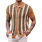 Runcati Mens Knit Polo Shirts Vintage Casual Short Sleeve Shirt Golf Button Down Old Money Sweater