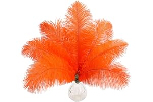 SENDYFEATHER 10pcs Natural Orange Ostrich Feathers 10-12inch 25-30cm for Wedding Party Centerpieces, Easter Home Decorations