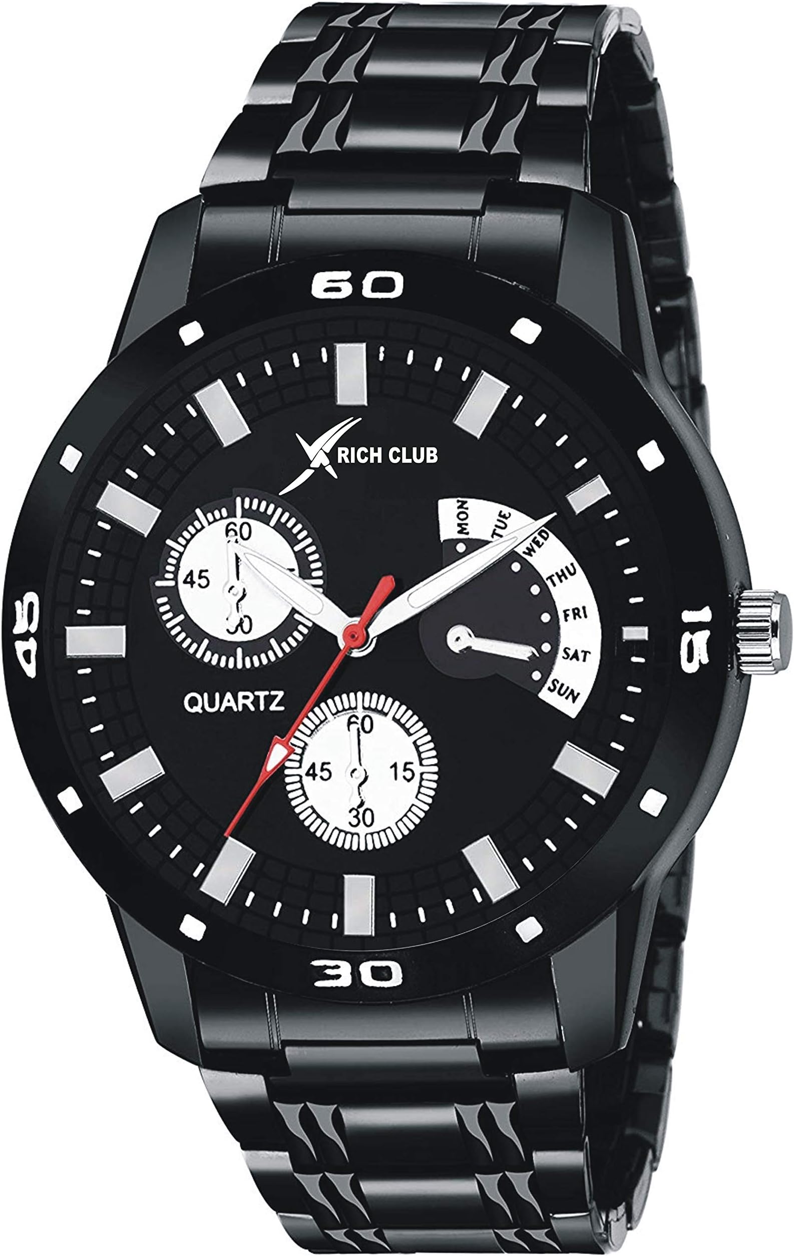 Rich ClubAnalogue Men's & Boys' Watch (Black Dial Assorted Colored Strap)