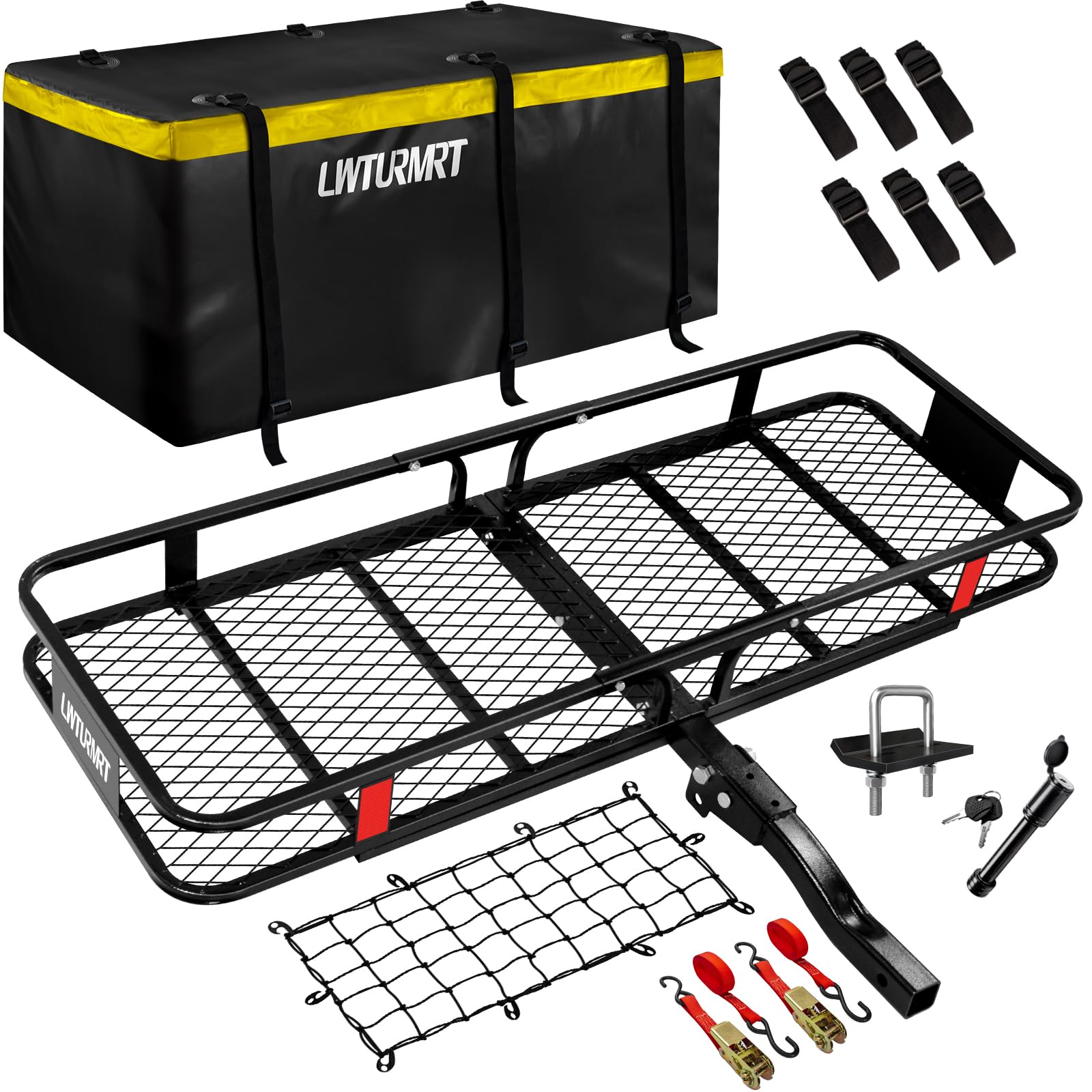 Photo 1 of LWTURMRT 60"X21"X6" Hitch Cargo Carrier and Receiver Hitch Cargo Rack with Waterproof Cargo Bag(58"X20"X24"),Carrier Cargo Used Rust Resistant Baking Paint and Alloy Steel Material
