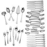 Lenox Alcott 89-Piece 18/10 Silverware Set for 12, Flatware | mirror finish, dishwasher safe | includes serving spoons and utensil set | heavy duty, cutlery set for kitchen and dining