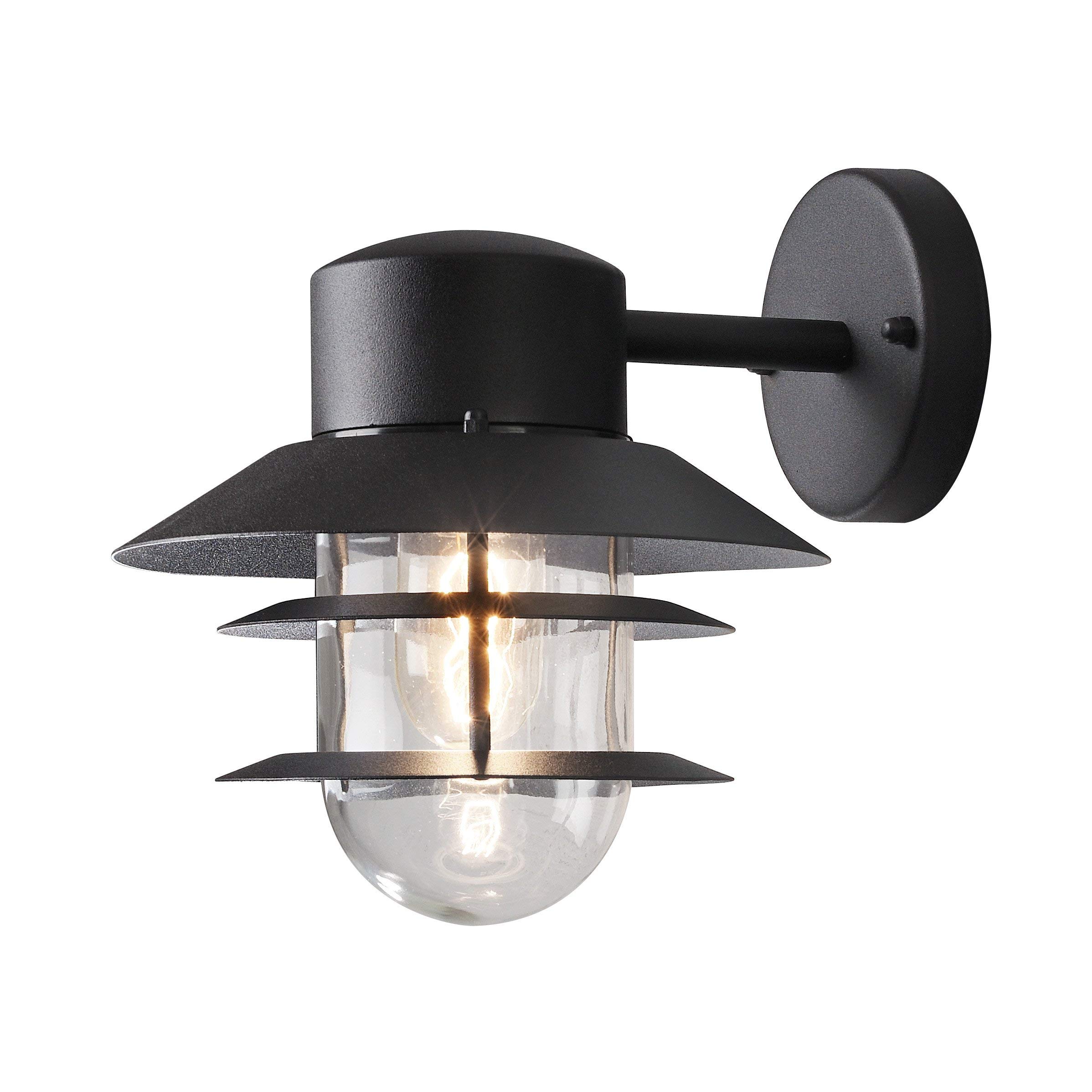 Konstsmide 7310-750 Modena Down Outdoor Wall Light / 1 x 60 W E27 Max Wall Lamp / Clear Glass Globe / Aluminium / IP44 / Matt Black โ image 1