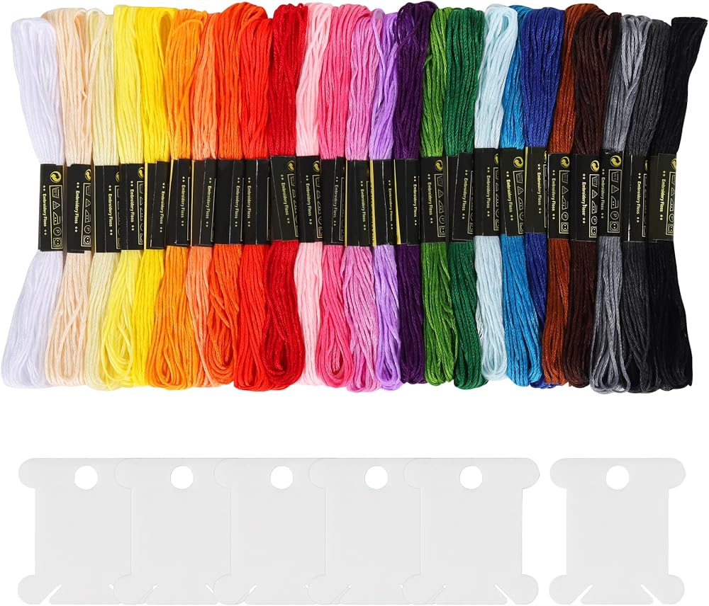 AUERVO Embroidery Floss 25 Skeins Pack Rainbow Colors with 6 Bobbins 8m