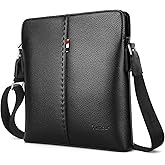 YumSur Mens Shoulder Bag, Leather Messenger Handbag Crossbody Bag for Men Purse iPad Bag for Business Office Work School with Adjustable Strap Black