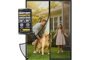 Magnetic Screen Door, IKSTAR Mosquito Net, Keep Bugs Out, Let Cool Breeze in - Self Sealing Magnets - Magnet Closure Mosquito Net - Curtain Works with Pet, Sliding, Single Door-38×98"