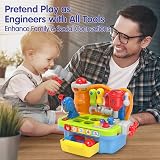 HOLA Baby Tool Bench Toy for 1-2-3 Year Olds with Shape Sorter Lights Sounds view 3