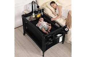 Pack and Play, 5 in 1 Baby Playard – Portable Crib, Bassinet, Bedside Sleeper, Changing Table & Playpen | Breathable Mesh | S