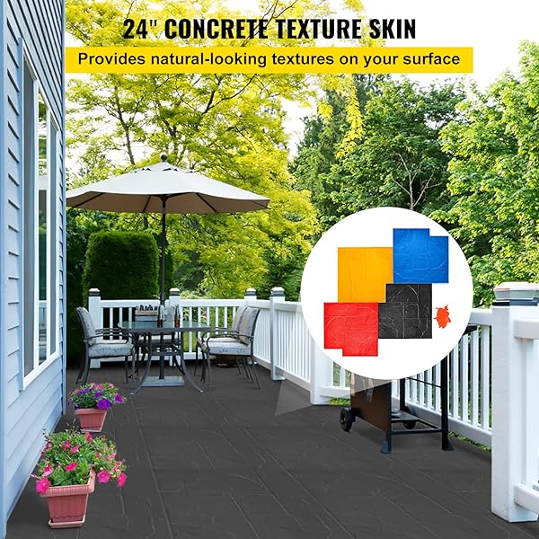 VEVOR CONCRETE TEXTURING SKIN, 24″X24″ CONCRETE STAMPS MATS SET, POLYURETHANE CONCRETE STAMPING MATS, SLATE CONCRETE STAMPS, 4 PCS REALISTIC CONCRETE TEXTURE MAT, CONCRETE STAMPS FOR WALLS/FLOORS