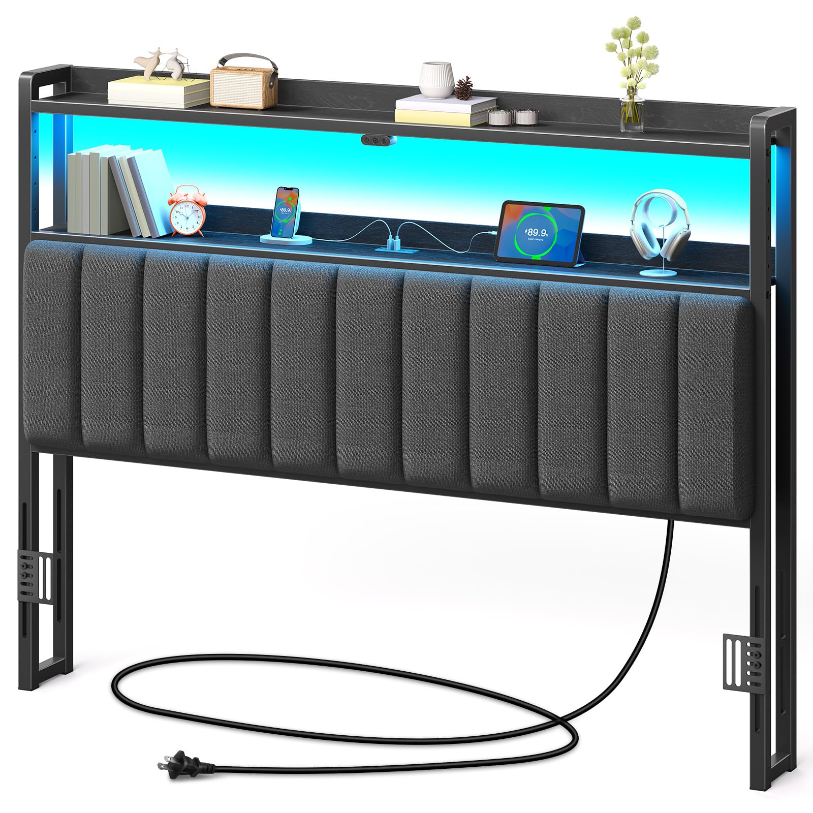 Photo 1 of *MISSING PARTS*
Rolanstar Headboard for Queen Size Bed with Storage, 60,000 DIY Color of LED Light, Head Board with USB & Type C Port, Height Adjustable, Black Upholstered Cabeceras de Cama Comfortable Modern, Linen