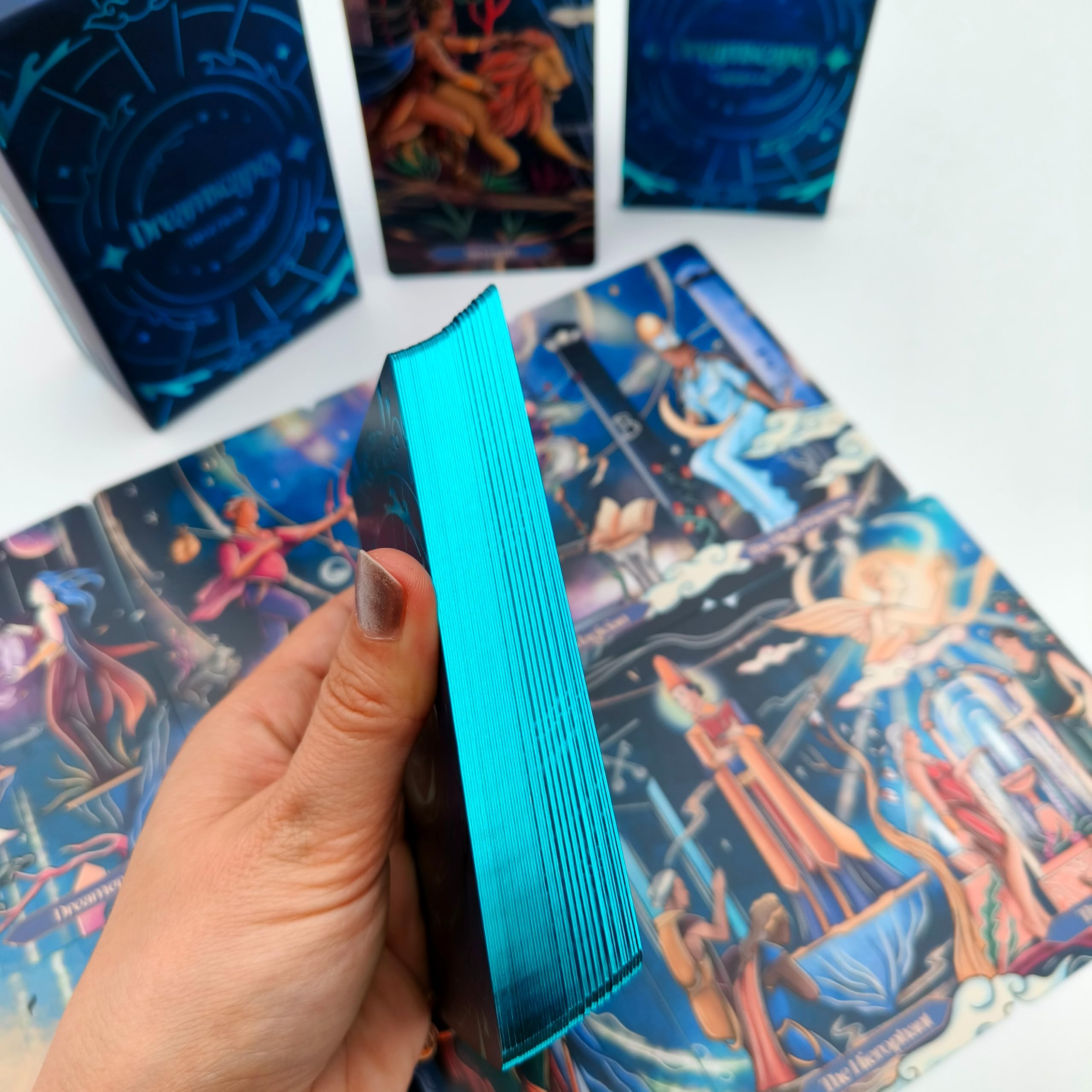 Dreamscapes Tarot Cards Deck Set, Unique Art Work with Guide Book for Beginners - A Minimalist Blue Foil Tarot Deck, Major and Minor Arcana Full Tarot Deck with 78 Cards