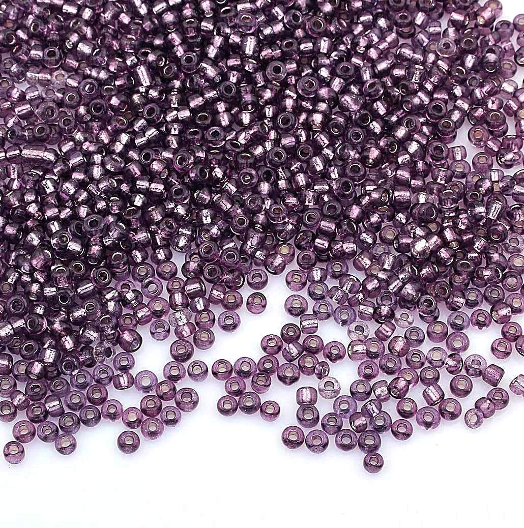 Perlin Pack of 3300 Purple 3 mm Silver Lined Glass Seed Beads