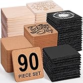 90 PCS Coaster Bulk for Laser Engraving, MAPRIAL 4 Inch 30 PCS Blank Black Slate Stone, 30P Cork Coasters, 30 PCS Wood, Engravable Materials for Engraver, Mom Gifts, Painting, Crafts, Square