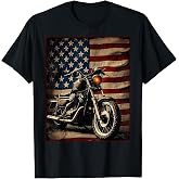 Motorcycle USA Flag Retro Biker T-Shirt