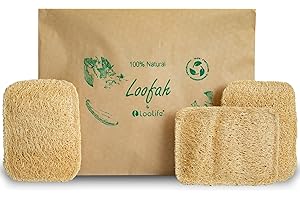 Natural Loofah Kitchen Sponge (3 Pack) - Natural Sponges for Dishes - Eco Friendly Sponges - Compostable Sponge - Biodegradab