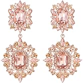 Flyonce Women's Rhinestone Crystal Wedding Art Deco Vintage Style Gatsby Chandelier Dangle Earrings