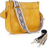 HKCLUF Crossbody Bags for Women Trendy Vegan Leather Hobo Handbags With 2PCS Adjustable Guitar Strap Shoulder Bucket Bags