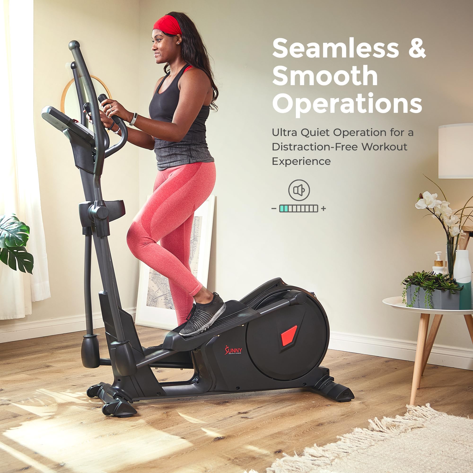 Sunny Health & Fitness Programmable 16 Electro-Magnetic Elliptical Cross Trainer Exercise Machine, Full-Body Cardio Equipment w/ 24 Pre-Built Workouts, 330LB Capacity,Optional Free SunnyFit App Link
