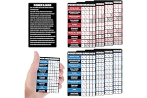 DERTE 8Pcs Poker Hand Rankings Chart Rules Plastic Cheat Sheet Cards Reusable Hands Ranking Guide Card for Beginners Texas Hold Game Table Accessories