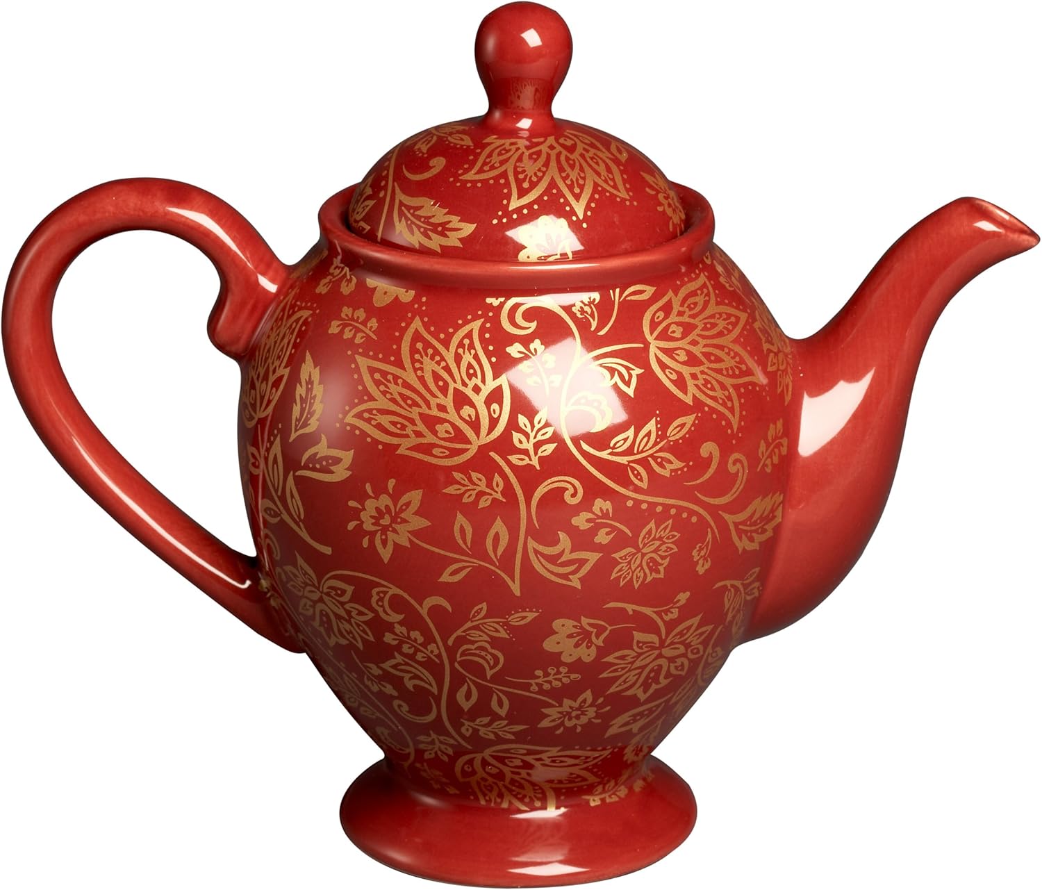 Signature Tea Time 32ounce Tea Pot, Burgundy/Gold Teapots Teapots