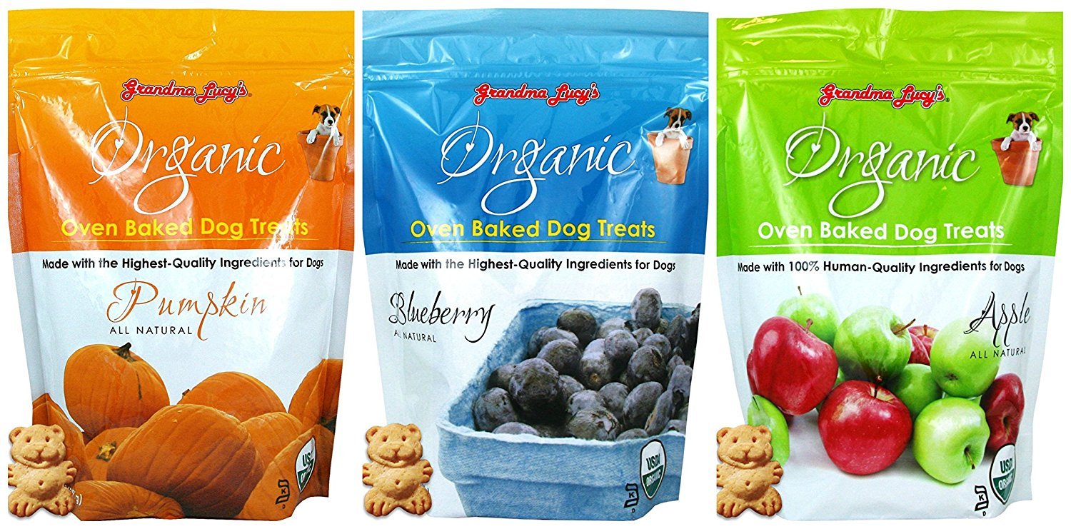 Grandma Lucy's Organic Baked Dog Treats, Mixed 3 Packs 14 Oz ea. Apple, Pumpkin and Blueberry. Fast Delivery!!!