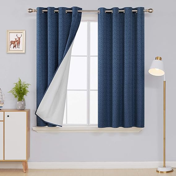 Deconovo Navy Blue Total Blackout Curtains with White Back