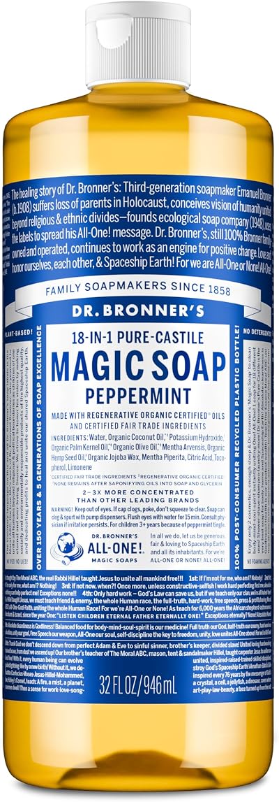 Dr. Bronner's Pure-Castile Soap Peppermint 946ml Liquid Soap