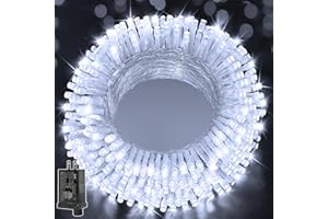 Ollny Christmas Lights 200LED 60FT Indoor, Cool White Connectable Plug in String Light Outdoor, 8 Modes Waterproof Timer LED Fairy Lights for House Outside Bedroom Patio Balcony