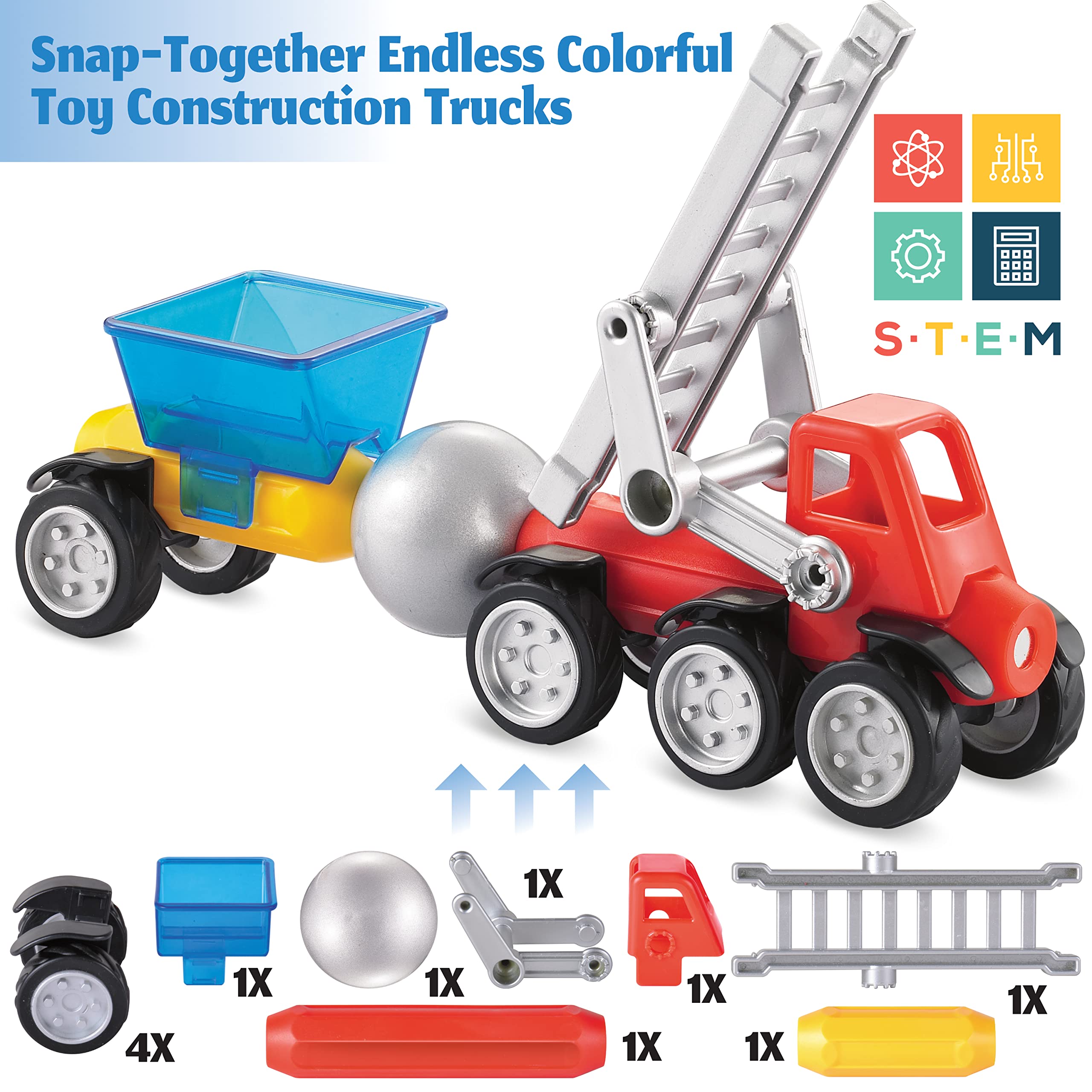 Cars Magnetic Building Blocks, New Shapes for Creating Endless Construction Trucks Toys, Including Play Mat, Road Signs, Montessori STEM Toy Boys & Girls and Magnetic Tiles for Kids Ages 4-8