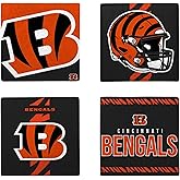 FOCO NFL Official Game Day 4-Pack Beverage Drink Stone Coaster Set (Cincinnati Bengals)