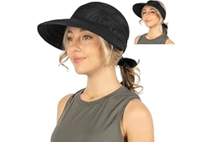 SUN CUBE Women Sun Hat for Outdoor UV Protection, Wide Brim Sun Hat Ponytail, Convertible Zip-Off Beach Hat Visor