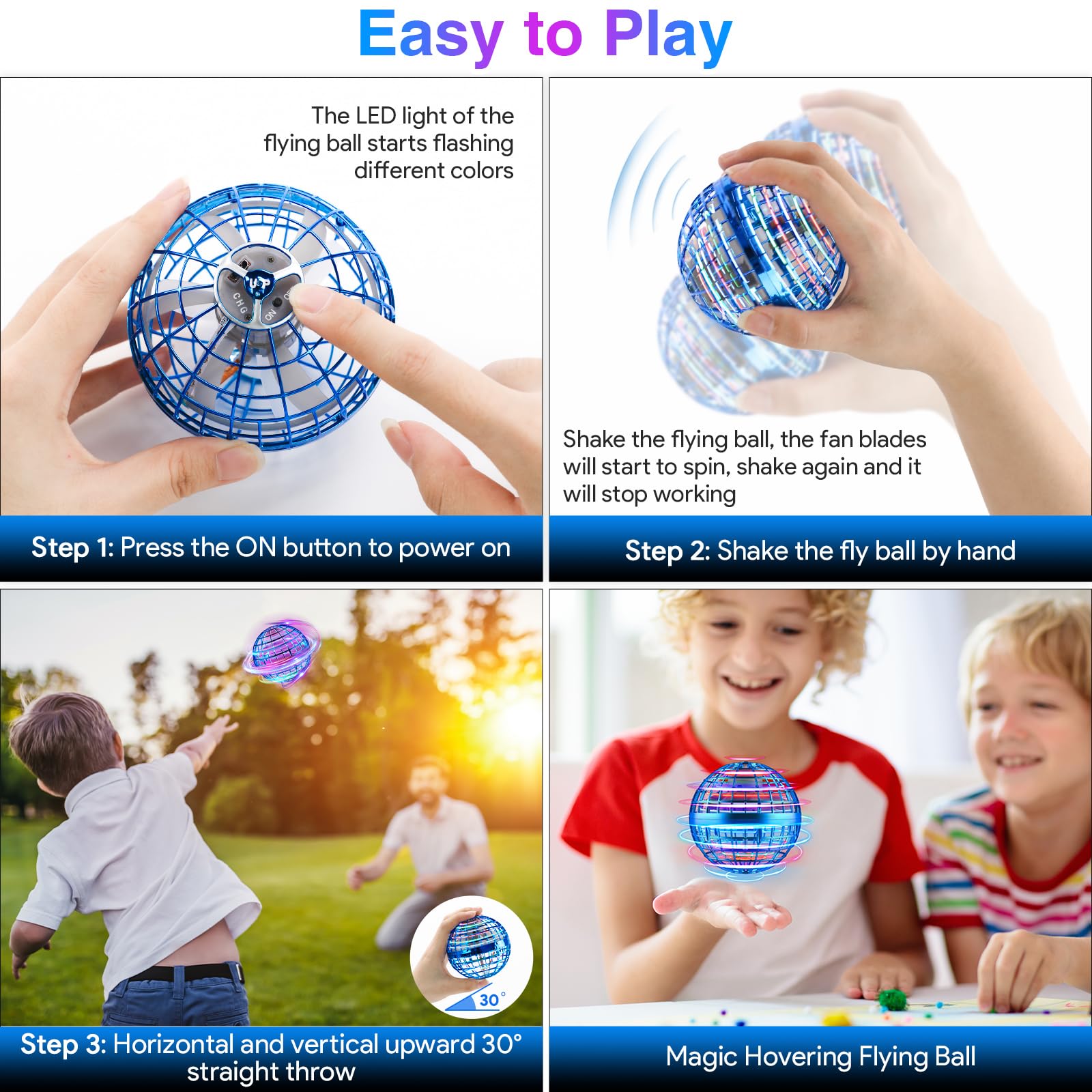 Flying Orb Ball, Flying Spinner Ball Toy, Hand Controlled Boomerang Hover Ball, Fidget Spinner Stress Ball, Christmas Birthday Cool Toys Gifts for 6 7 8 9 10+ Year Old Boys Girls Teens Indoor Outdoor