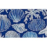 URLLUAE Coastal Beach Door Mat, Blue Ocean Coral Shell Starfish Welcome Mats Doormat for Front Door Porch Indoor Outdoor Entr
