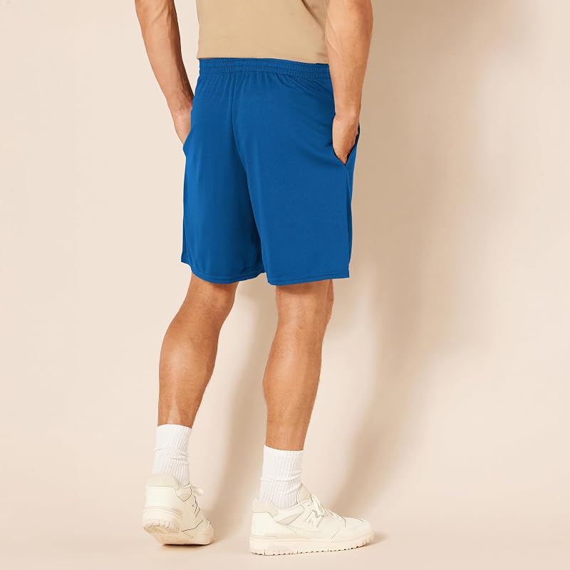 Calções desportivos de basquetebol masculino, largos, cintura elástica, respiráveis, absorventes de humidade, pack de 2, fluorescente azul/verde-lima, M
